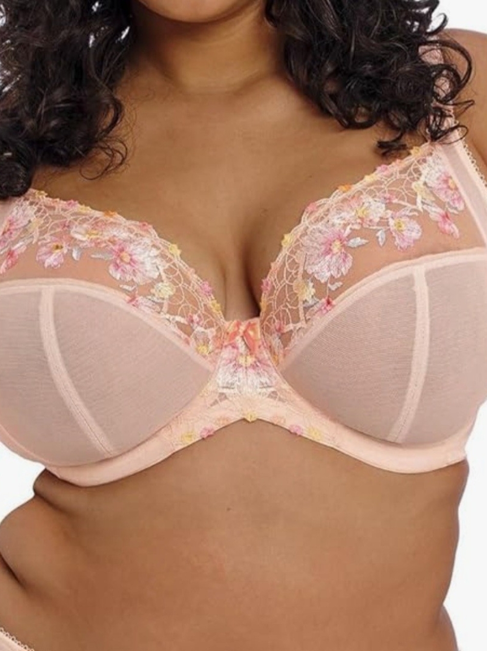 Elomi Himari Bra In Peach Whisper Embroidered Balconette 42I US